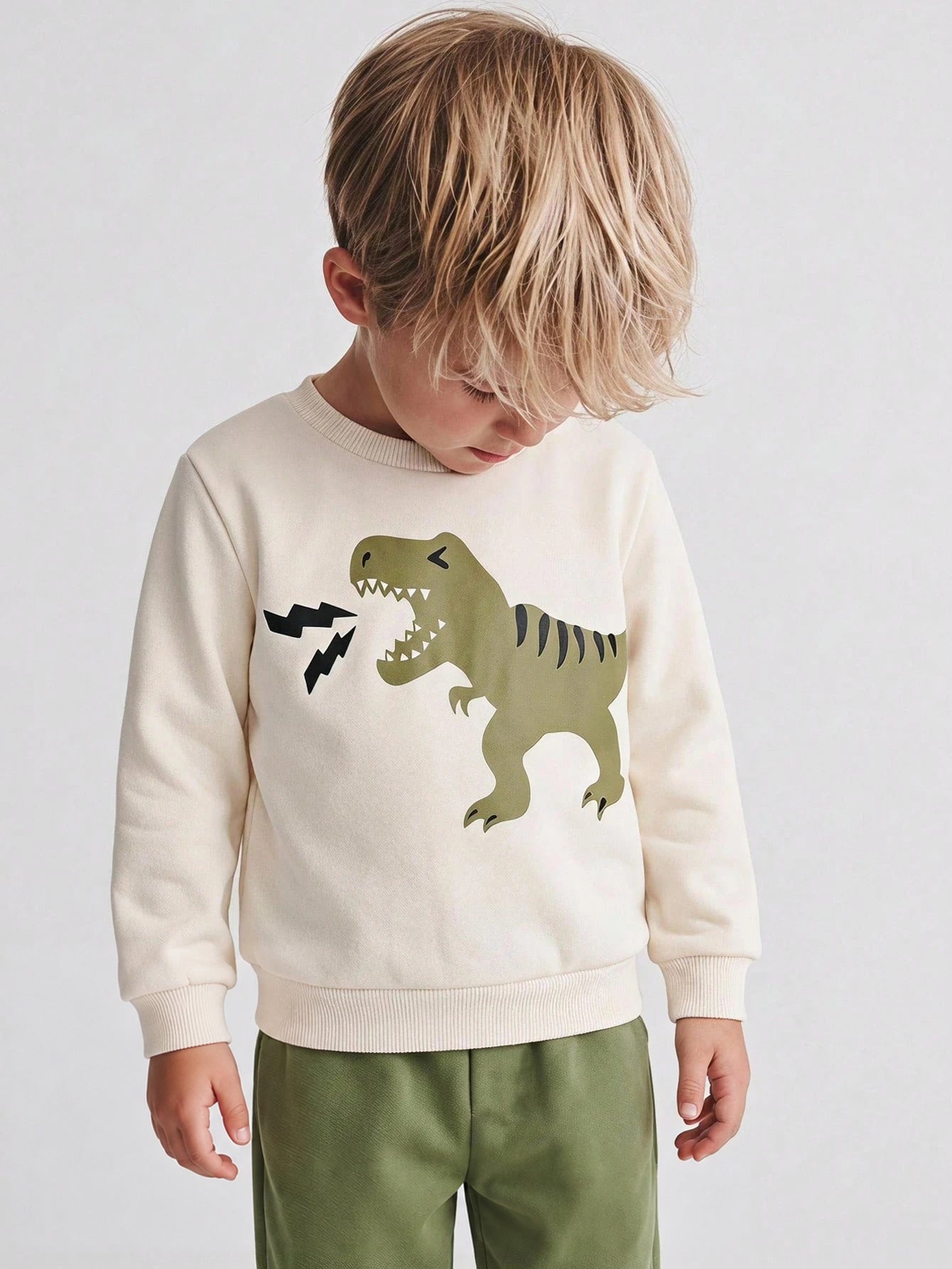 Conjunto infantil menino moletom dinossauro e calça verde