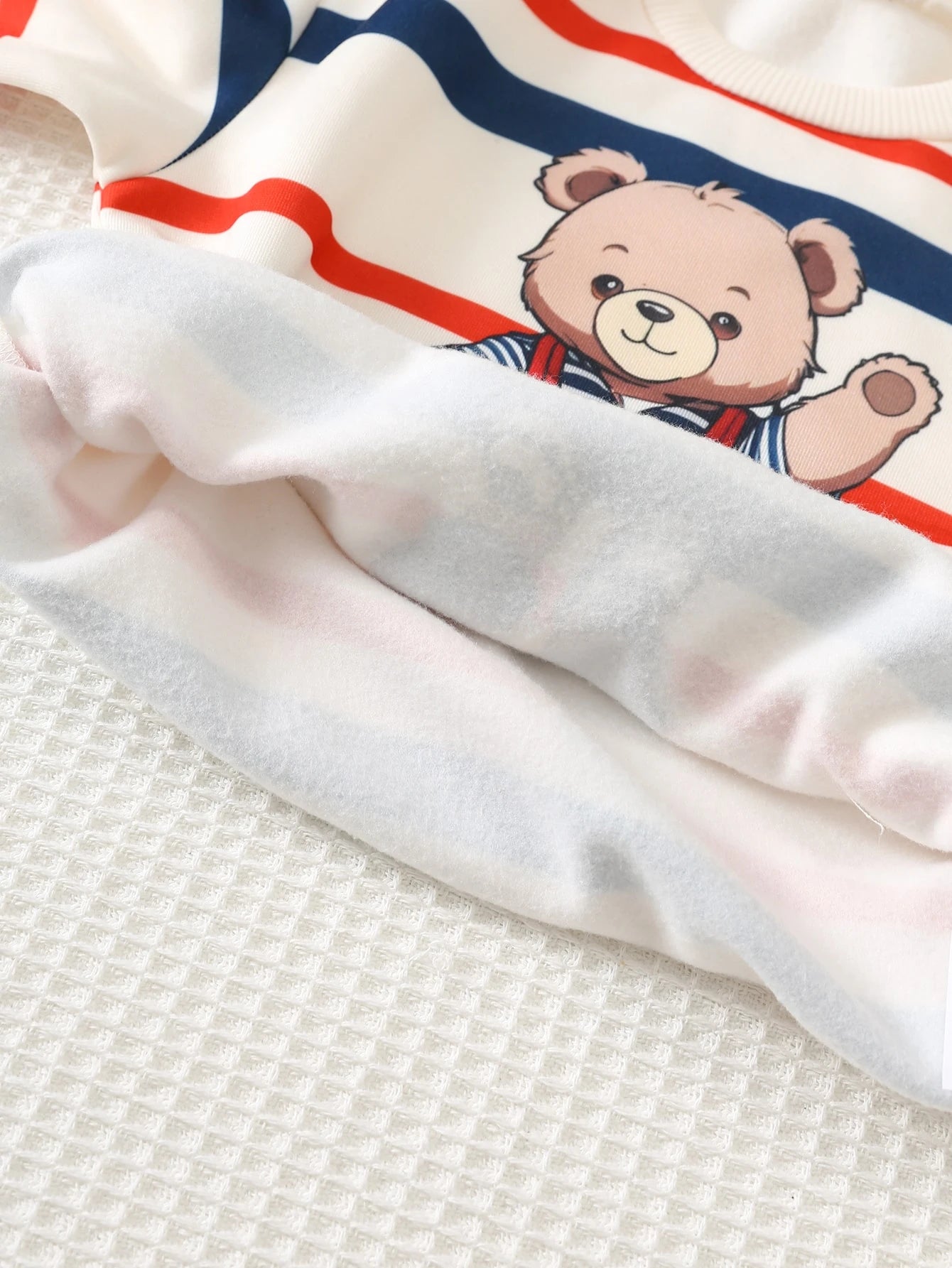 Conjunto Infantil Menino Moletom Listrado Urso e Calça - Multicolorido