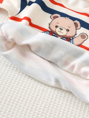Conjunto Infantil Menino Moletom Listrado Urso e Calça - Multicolorido