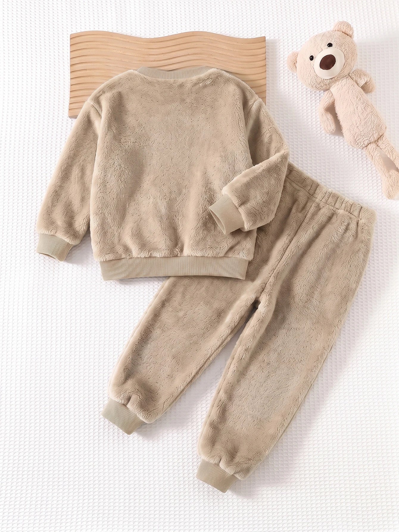 Conjunto Infantil Menino Moletom Pelúcia Dinossauro e Calça Caqui - Caqui