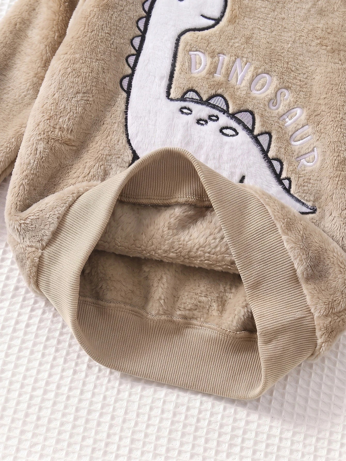 Conjunto Infantil Menino Moletom Pelúcia Dinossauro e Calça Caqui - Caqui