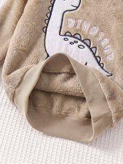 Conjunto Infantil Menino Moletom Pelúcia Dinossauro e Calça Caqui - Caqui