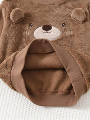 Conjunto Infantil Menino Moletom Pelúcia Urso e Calça com Patinhas - Marrom e bege