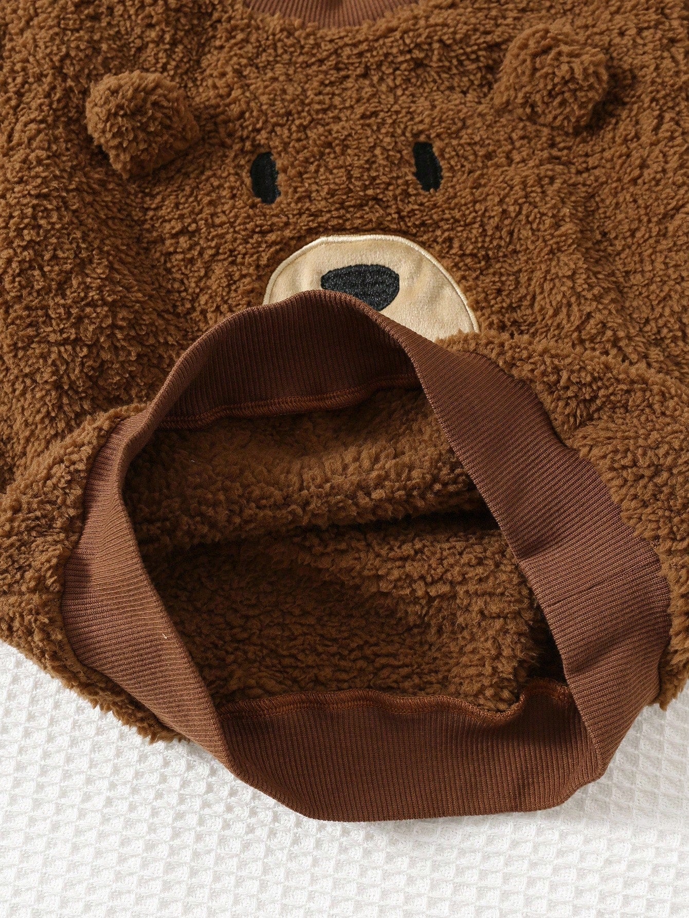 Conjunto Infantil Menino Moletom Sherpa Urso e Calça Marrom - Marrom