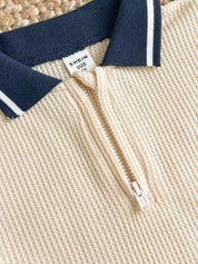Conjunto Infantil Menino Polo Tricô com Zíper e Shorts Azul Marinho - Damasco e azul marinho