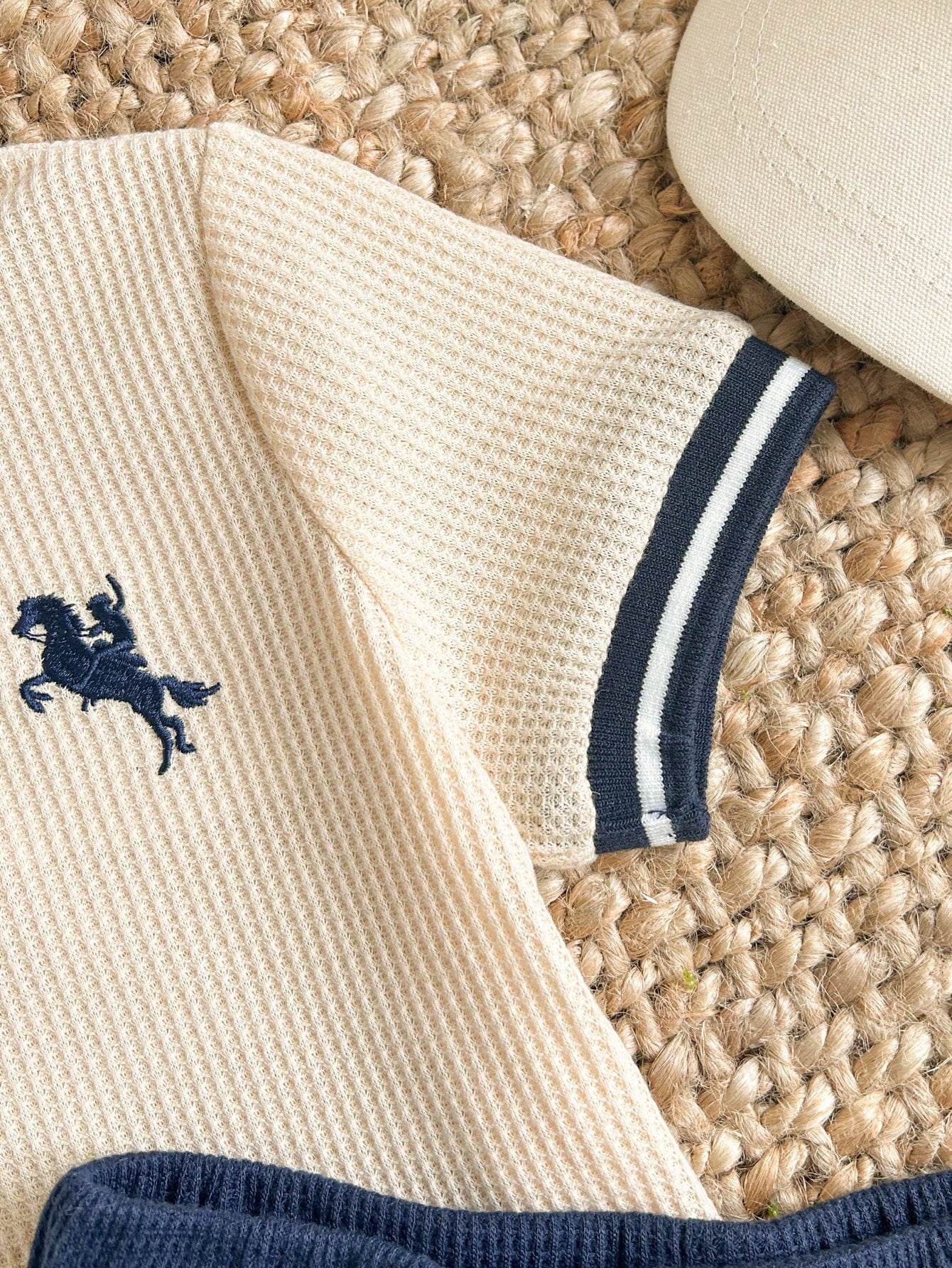 Conjunto Infantil Menino Polo Tricô com Zíper e Shorts Azul Marinho - Damasco e azul marinho