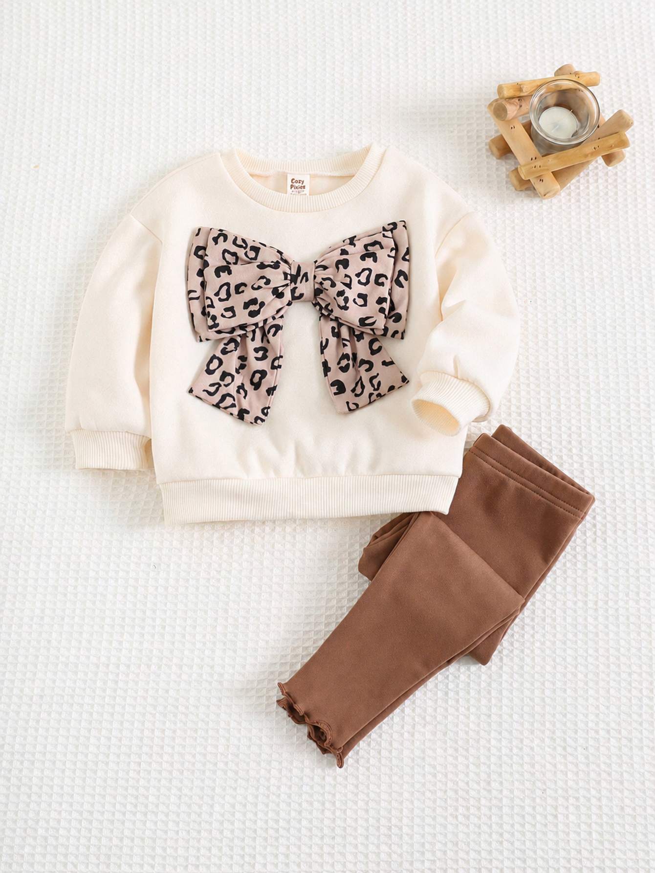 Conjunto infantil moletom com laço e legging