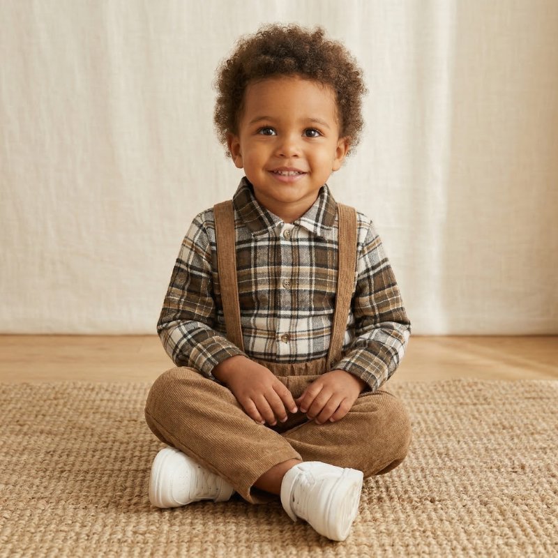 Conjunto Infantil Vintage Xadrez com Suspensório 2 Peças Moda Vintage Infantil 71 Kabannas 