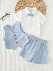 Conjunto Social Bebê Menino Camisa Colete e Bermuda 004 Conjunto Menino 33 Kabannas 