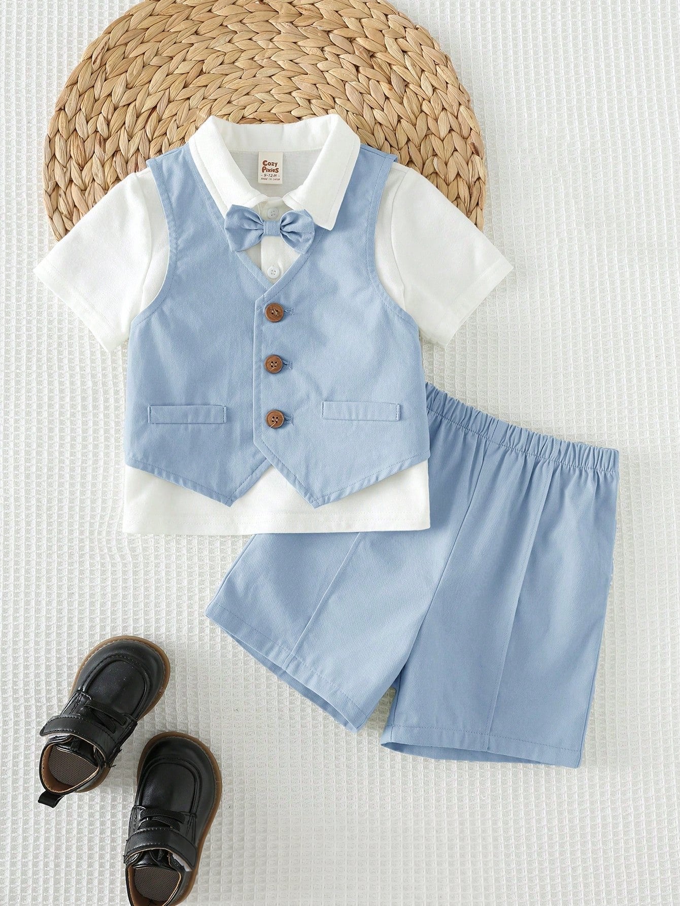Conjunto Social Bebê Menino Camisa Colete e Bermuda 004 Conjunto Menino 33 Kabannas 