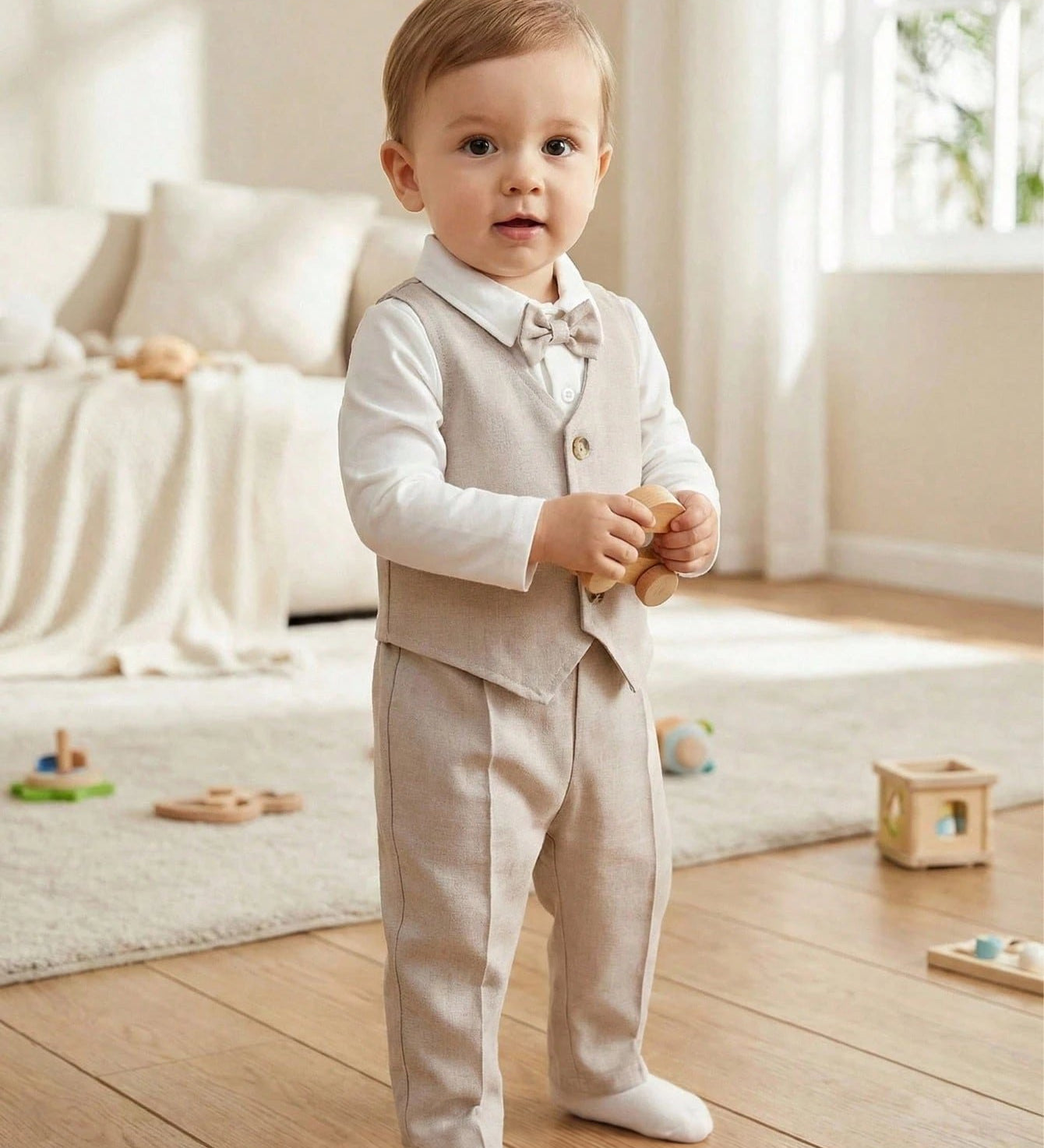 Conjunto Social Bebê Menino Colete Camisa e Calça Batizado 004 Conjunto Menino 29 Kabannas 