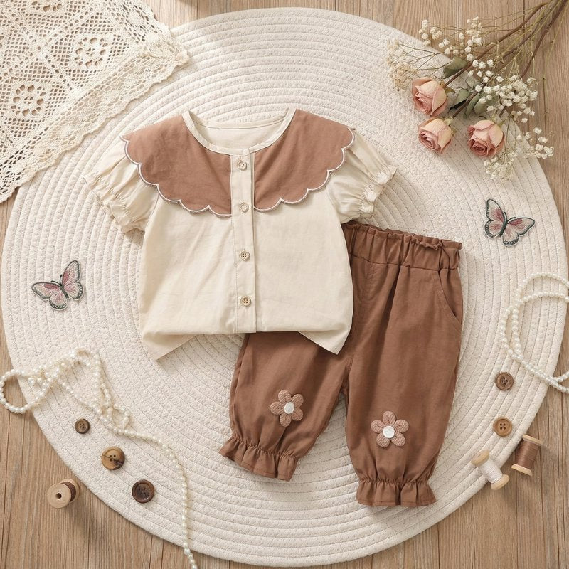 Conjunto Vintage de Verão para Bebês - Blusa e Calça Elegante Moda Vintage Infantil 26 Kabannas 