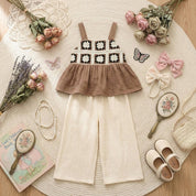 Conjunto Vintage de Verão para Meninas - Top com Babados e Calça Solta Moda Vintage Infantil 20 Kabannas 