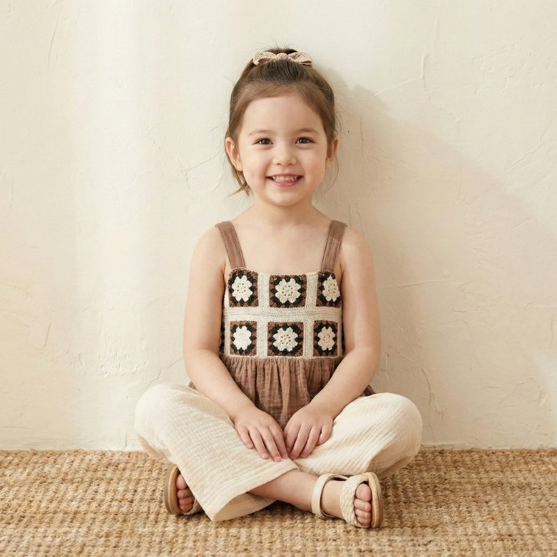 Conjunto Vintage de Verão para Meninas - Top com Babados e Calça Solta Moda Vintage Infantil 20 Kabannas 