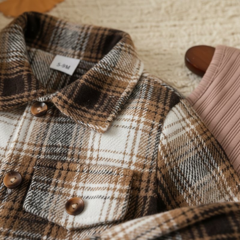 Conjunto Vintage Feminino - Vestido Tricô Canelado e Jaqueta Xadrez Moda Vintage Infantil 51 Kabannas 