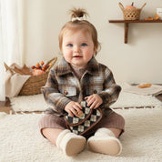 Conjunto Vintage Feminino - Vestido Tricô Canelado e Jaqueta Xadrez Moda Vintage Infantil 51 Kabannas 