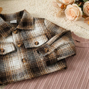 Conjunto Vintage Feminino - Vestido Tricô Canelado e Jaqueta Xadrez Moda Vintage Infantil 51 Kabannas 