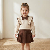 Conjunto Vintage Infantil Feminino de Inverno - Blusa e Saia Moda Vintage Infantil 05 Kabannas Marrom 2 Anos 