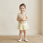 Conjunto Vintage Infantil: Top de Malha com Laço e Saia Plissada Moda Vintage Infantil 22 Kabannas 2 Anos 