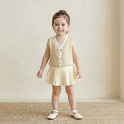 Conjunto Vintage Infantil: Top de Malha com Laço e Saia Plissada Moda Vintage Infantil 22 Kabannas 