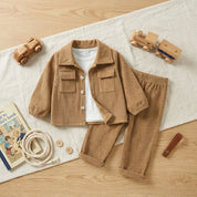 Conjunto Vintage Masculino Cotelê Caramelo - Jaqueta e Calça Moda Vintage Infantil 48 Kabannas 