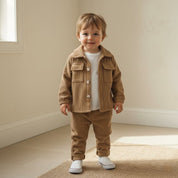 Conjunto Vintage Masculino Cotelê Caramelo - Jaqueta e Calça Moda Vintage Infantil 48 Kabannas 3-6 Meses 