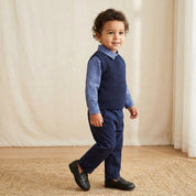 Conjunto Vintage Menino: Camisa Xadrez, Colete Tricô e Calça Moda Vintage Infantil 47 Kabannas 