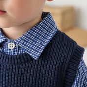 Conjunto Vintage Menino: Camisa Xadrez, Colete Tricô e Calça Moda Vintage Infantil 47 Kabannas 