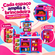 Forno geladeira três cestos e acessórios da cozinha infantil