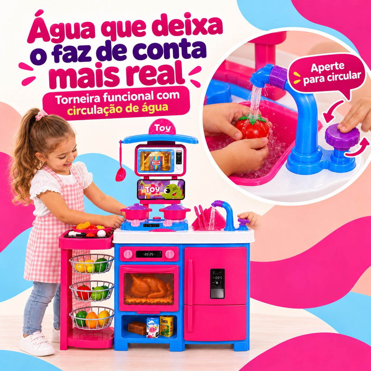 Torneira funcional com circulação de água