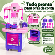 Detalhes, acessórios e medidas da cozinha infantil de 70 cm