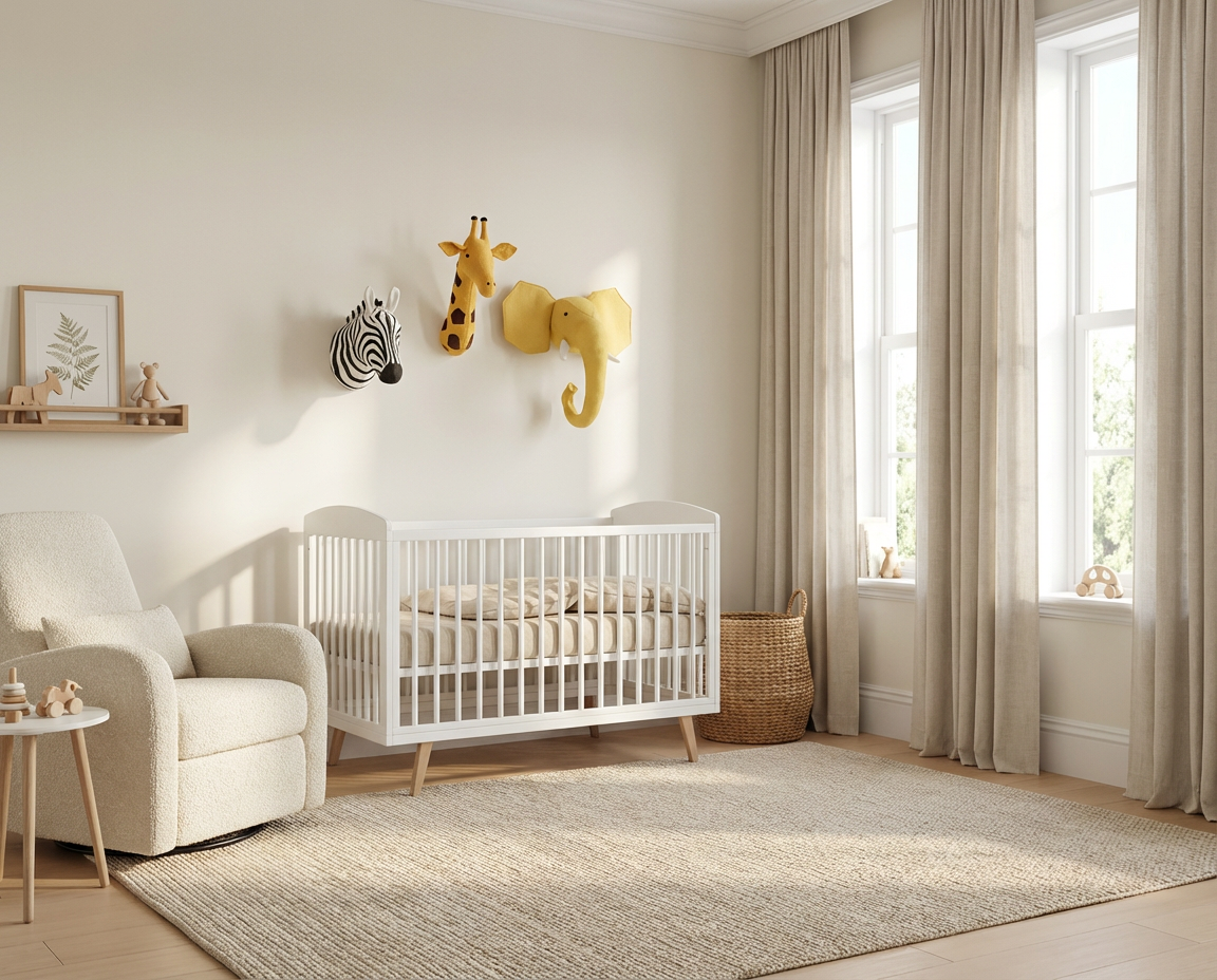 Decoração de Parede de Pelúcia Animais Safari para Quarto Infantil Cabeças de Parede 02 Kabannas 