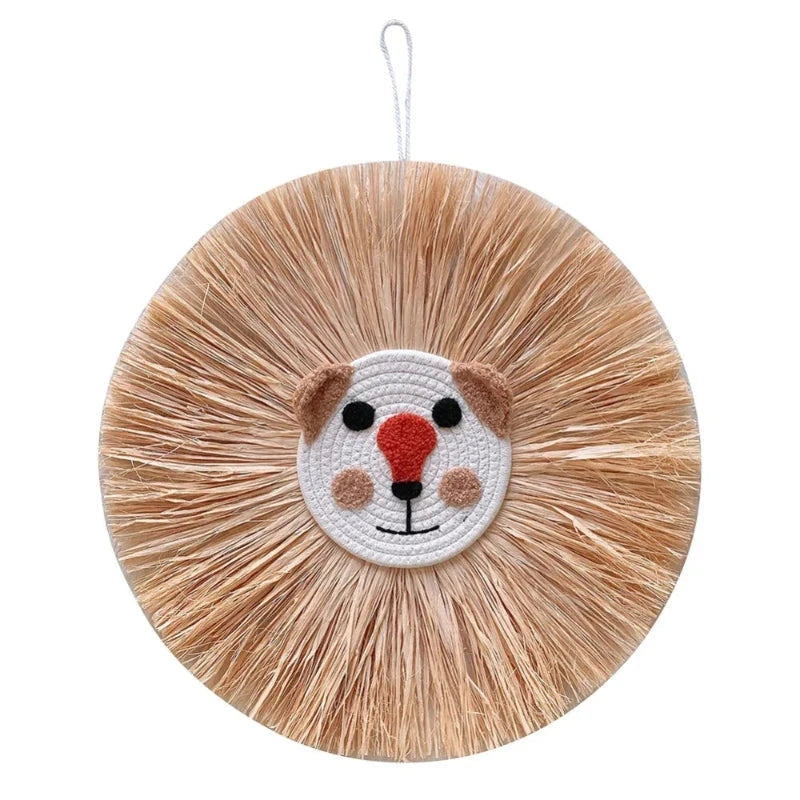 Decoração de Parede em Ráfia Feita à Mão Decoração de Parede 01 Kabannas Macaco divertido 