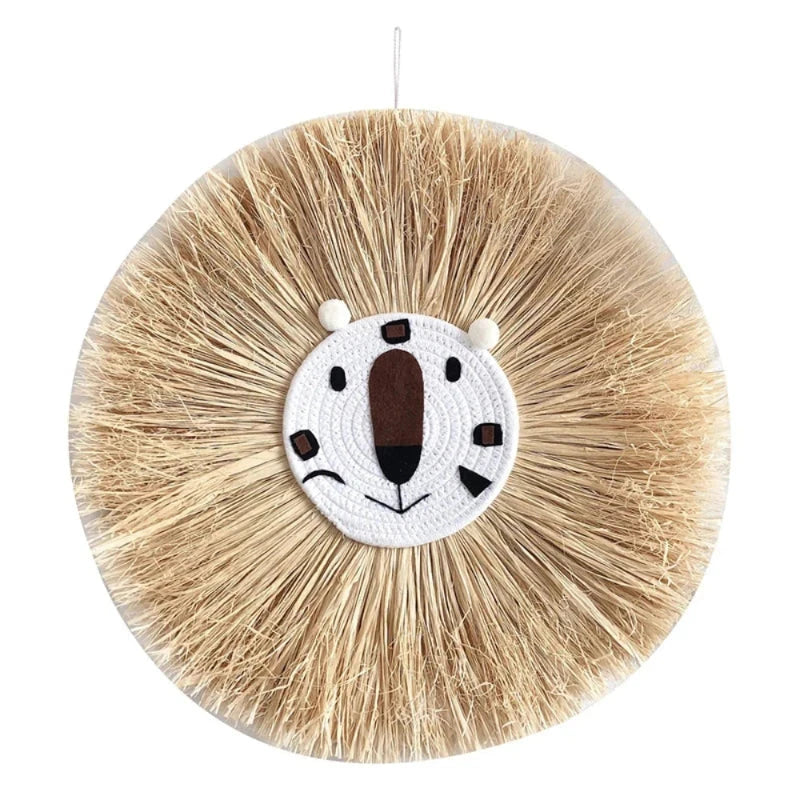 Decoração de Parede em Ráfia Feita à Mão Decoração de Parede 01 Kabannas Tigre brincalhão 