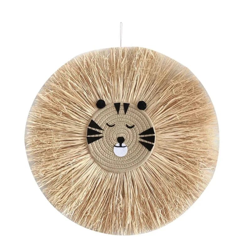 Decoração de Parede em Ráfia Feita à Mão Decoração de Parede 01 Kabannas Tigre sonolento 