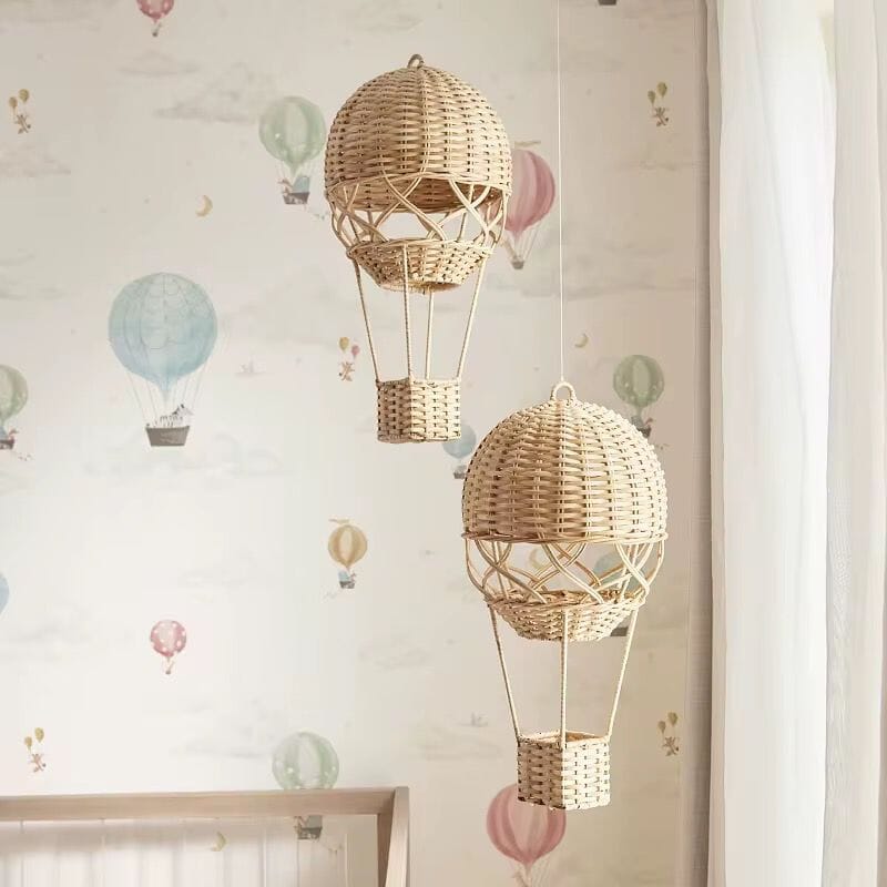 Decoração Infantil Balão de Ar Quente em Tecido Rattan Rattan Decorativo 03 Kabannas 