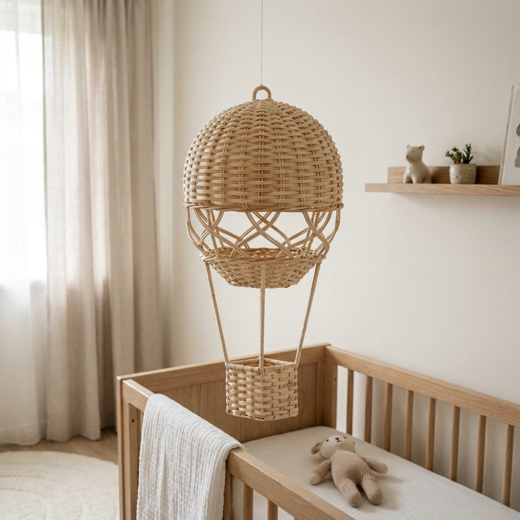 Decoração Infantil Balão de Ar Quente em Tecido Rattan Rattan Decorativo Kabannas