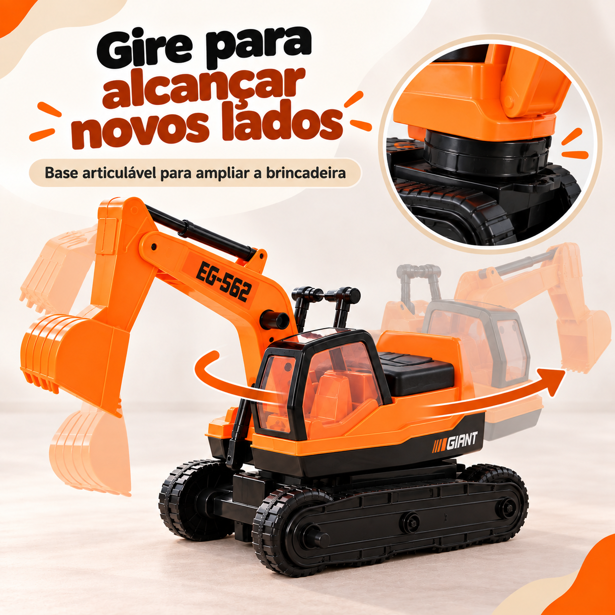 Base articulável da escavadeira infantil