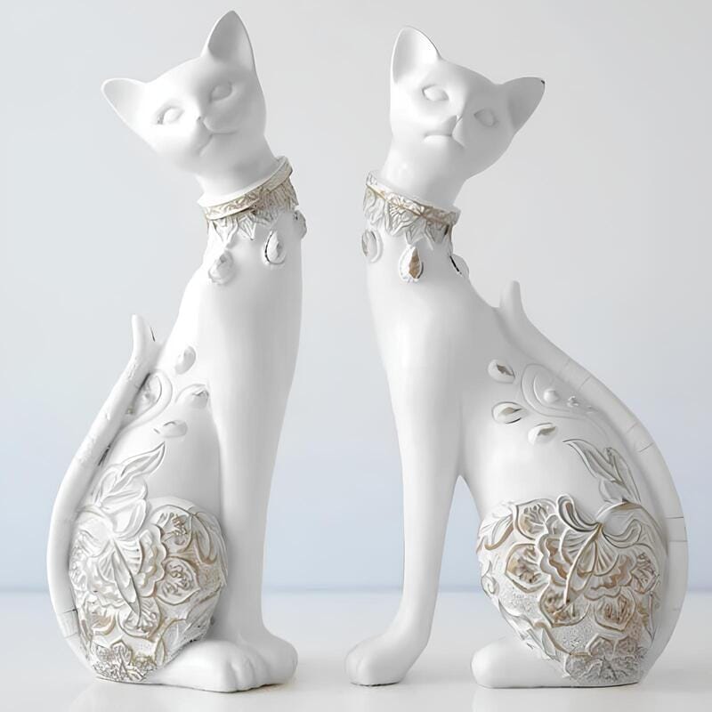 Esculturas Gatos Egípcios - 2 Peças Kabannas Branco 
