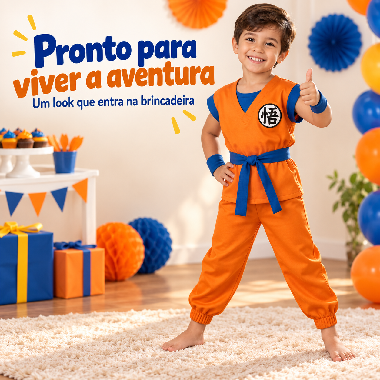 Fantasia Goku infantil para festas e brincadeiras