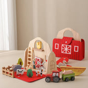 Fazendinha Montessori de Madeira Infantil com Animais Educativos Brinquedos de Madeira 18 Kabannas 