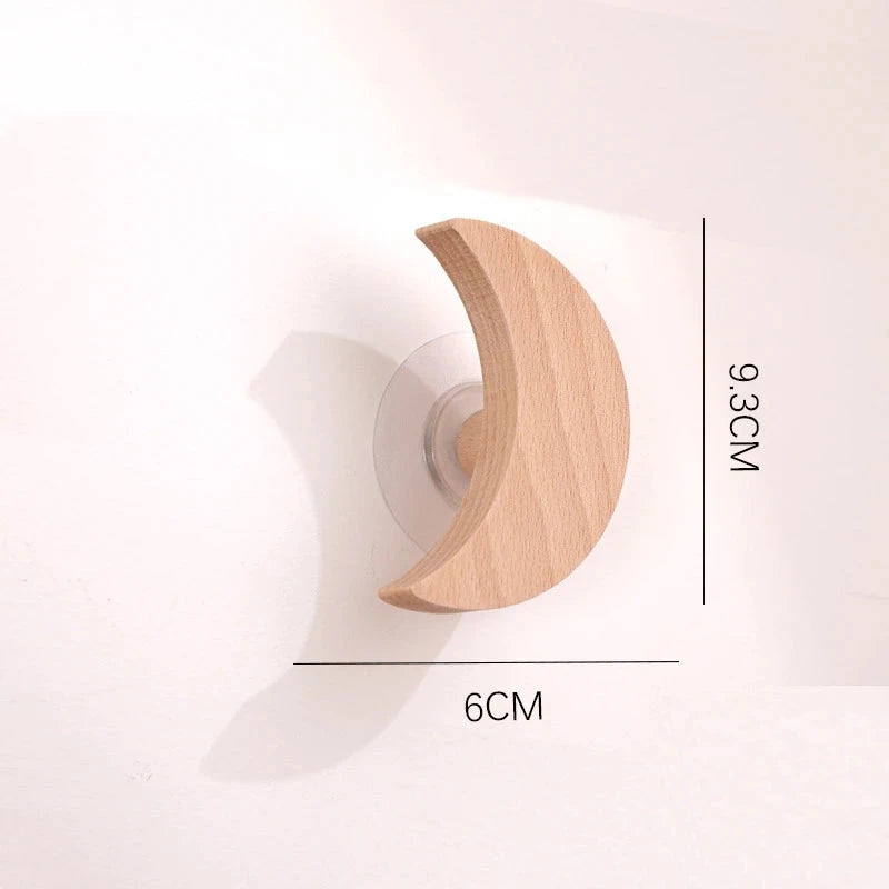 Gancho Decorativo Infantil de Madeira Acessórios Decorativos de Parede 01 Kabannas Lua 