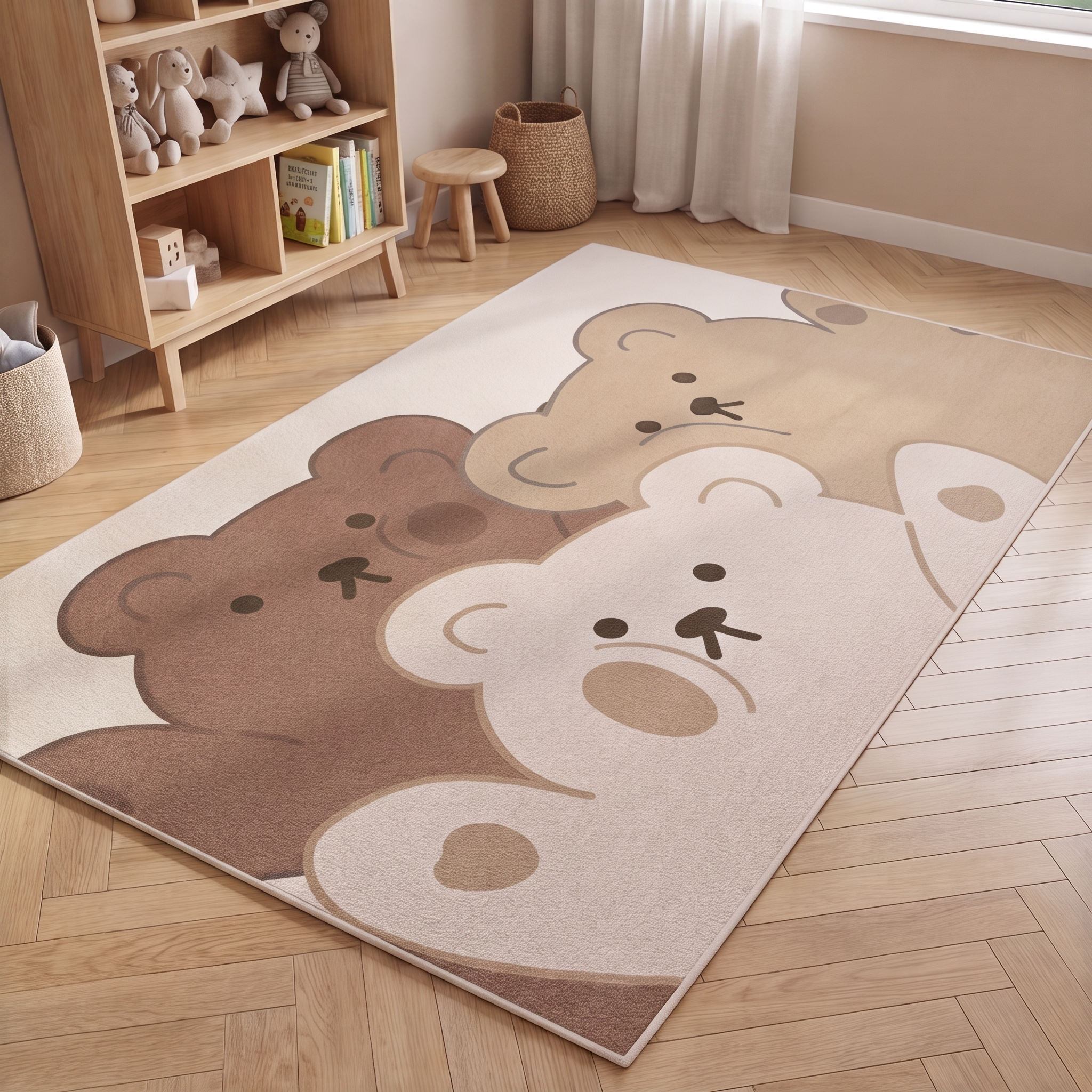 Tapete Infantil Retangular Antiderrapante Ursinhos