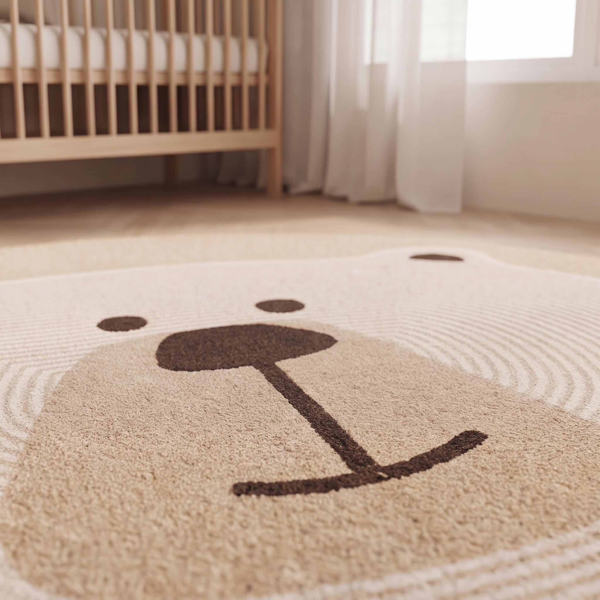 Tapete Redondo Infantil Estampa Urso Antiderrapante Lavável