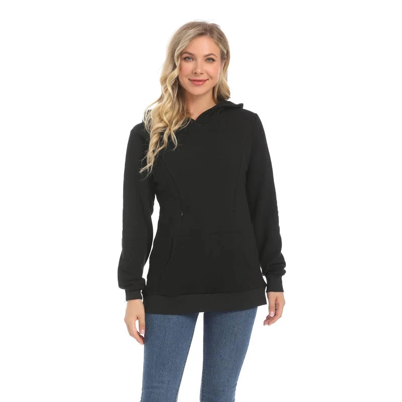 Hoodie de Maternidade com Abertura para Amamentação Hoodie de Maternidade 01 Kabannas Preto PP 