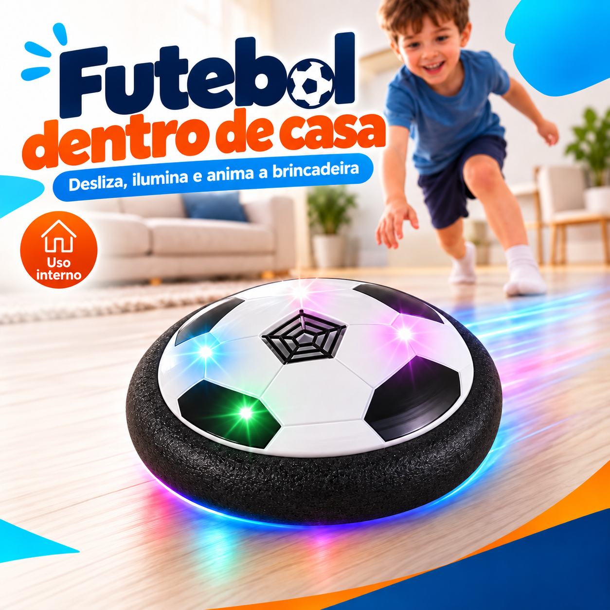HoverBall infantil com LED para brincar dentro de casa