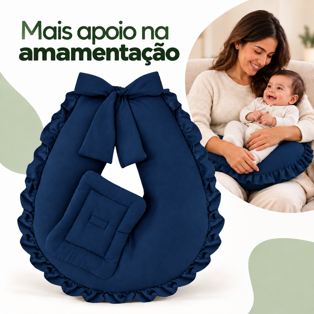 Arte principal aprovada da almofada de amamentação na cor Azul-marinho