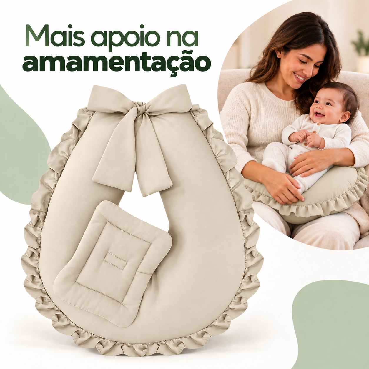 Arte principal aprovada da almofada de amamentação na cor Bege