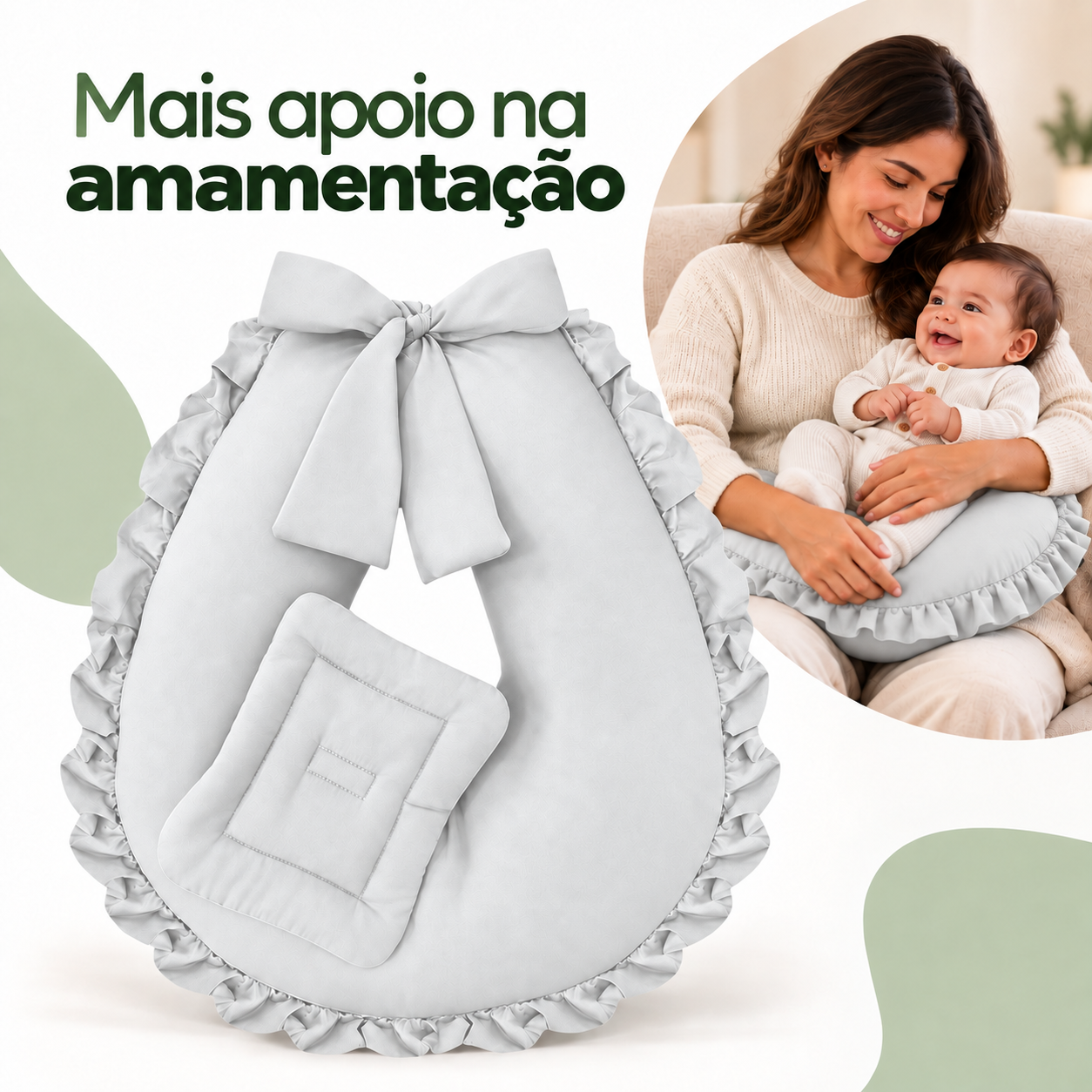 Arte principal aprovada da almofada de amamentação na cor Branco
