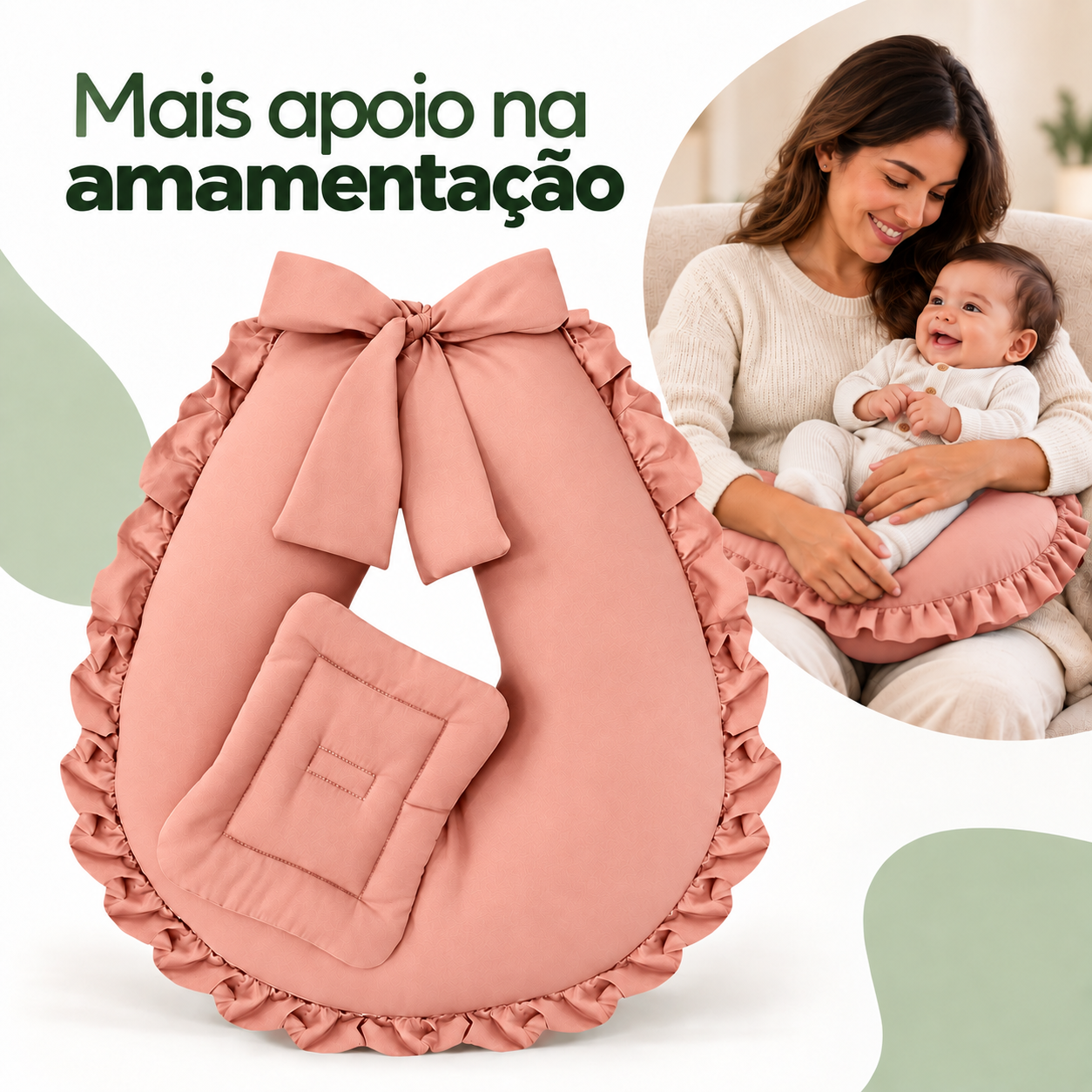 Arte principal aprovada da almofada de amamentação na cor Rosê
